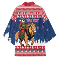 Personalized Liberia Christmas Kimono Black Santa Riding Lion - Merry Christmas - Wonder Print Shop