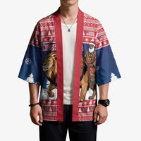 Personalized Liberia Christmas Kimono Black Santa Riding Lion - Merry Christmas - Wonder Print Shop