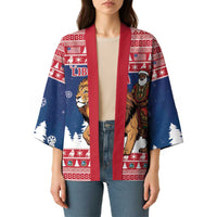 Personalized Liberia Christmas Kimono Black Santa Riding Lion - Merry Christmas - Wonder Print Shop