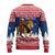 Personalized Liberia Christmas Ugly Christmas Sweater Black Santa Riding Lion - Merry Christmas - Wonder Print Shop