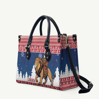 Liberia Christmas Leather Bag Black Santa Riding Lion - Merry Christmas - Wonder Print Shop