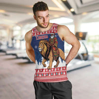 Personalized Liberia Christmas Men Tank Top Black Santa Riding Lion - Merry Christmas - Wonder Print Shop