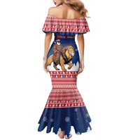 Personalized Liberia Christmas Mermaid Dress Black Santa Riding Lion - Merry Christmas - Wonder Print Shop