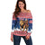 Personalized Liberia Christmas Off Shoulder Sweater Black Santa Riding Lion - Merry Christmas - Wonder Print Shop