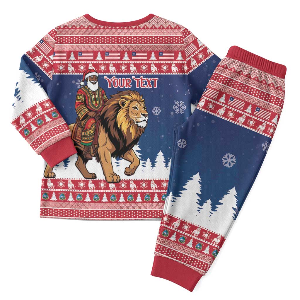Personalized Liberia Christmas Pajama Set Black Santa Riding Lion - Merry Christmas - Wonder Print Shop
