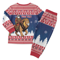 Personalized Liberia Christmas Pajama Set Black Santa Riding Lion - Merry Christmas - Wonder Print Shop