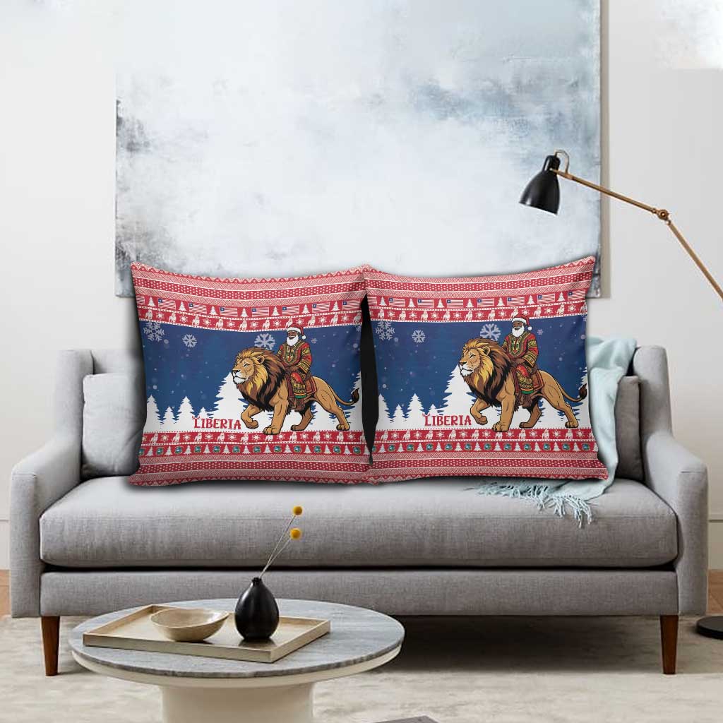 Liberia Christmas Pillow Cover Black Santa Riding Lion - Merry Christmas - Wonder Print Shop