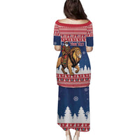 Personalized Liberia Christmas Puletasi Black Santa Riding Lion - Merry Christmas - Wonder Print Shop