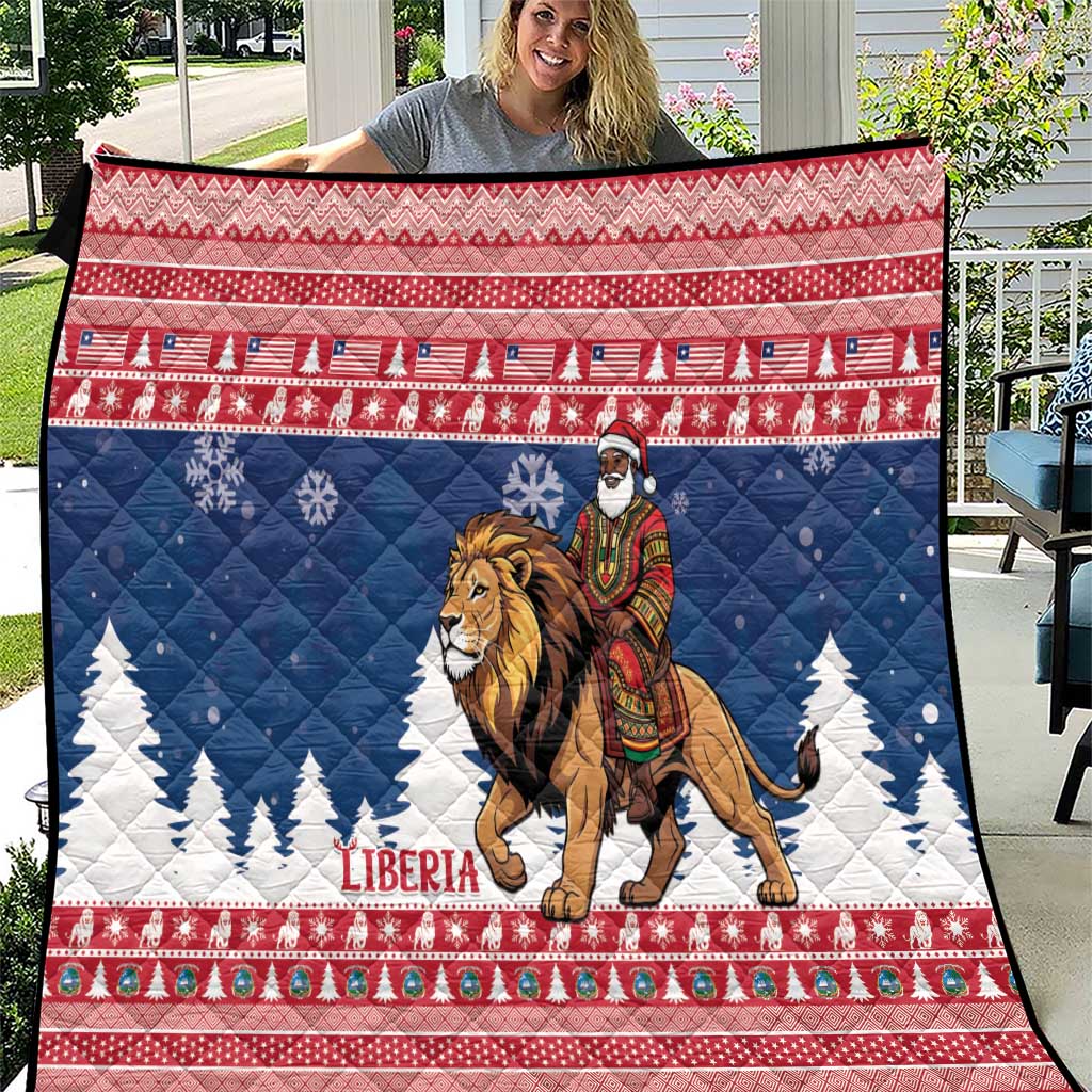 Liberia Christmas Quilt Black Santa Riding Lion - Merry Christmas - Wonder Print Shop