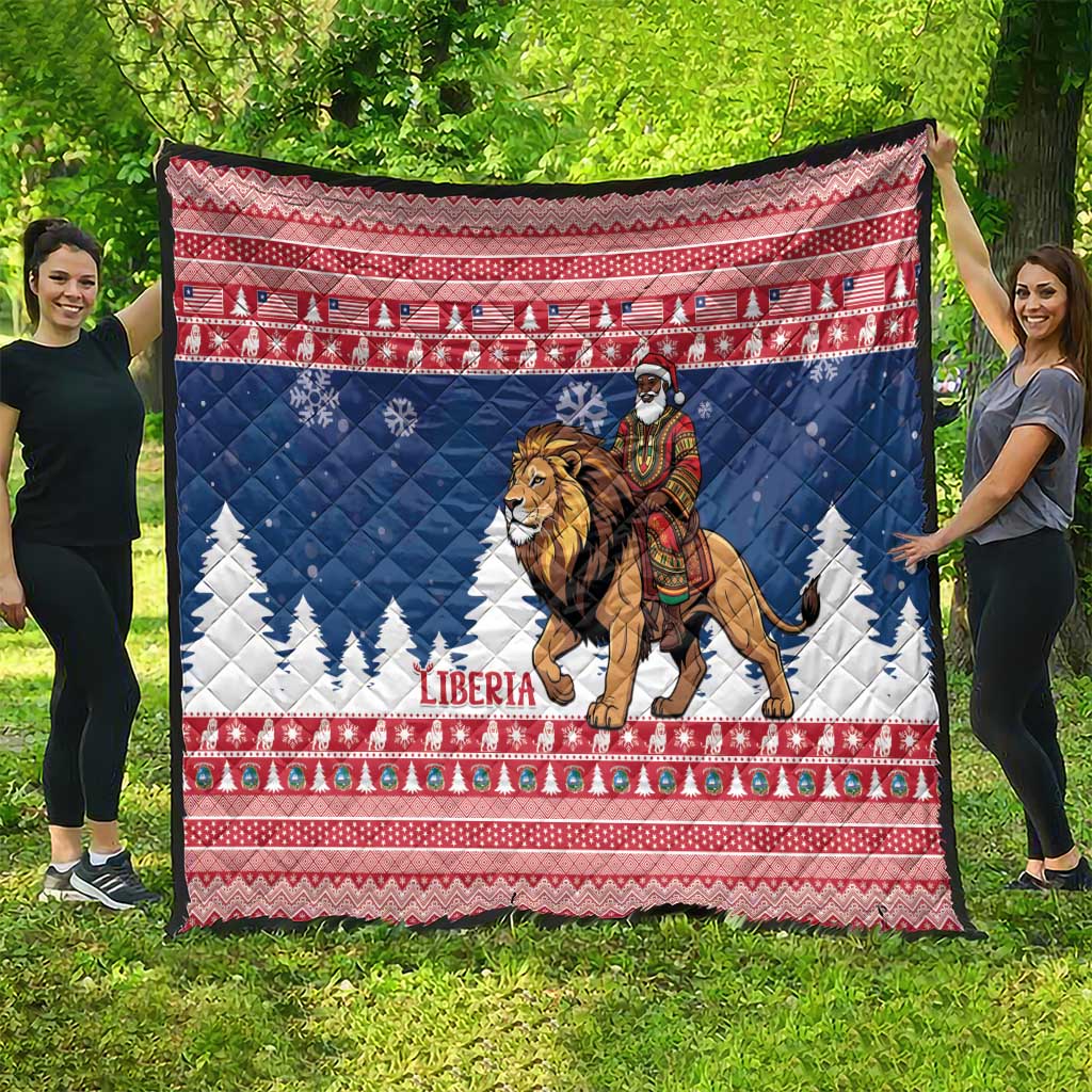 Liberia Christmas Quilt Black Santa Riding Lion - Merry Christmas - Wonder Print Shop