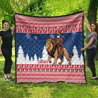 Liberia Christmas Quilt Black Santa Riding Lion - Merry Christmas - Wonder Print Shop
