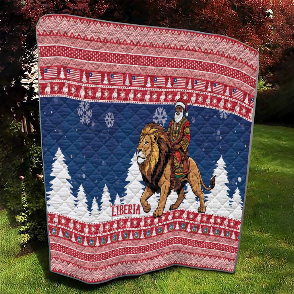 Liberia Christmas Quilt Black Santa Riding Lion - Merry Christmas - Wonder Print Shop