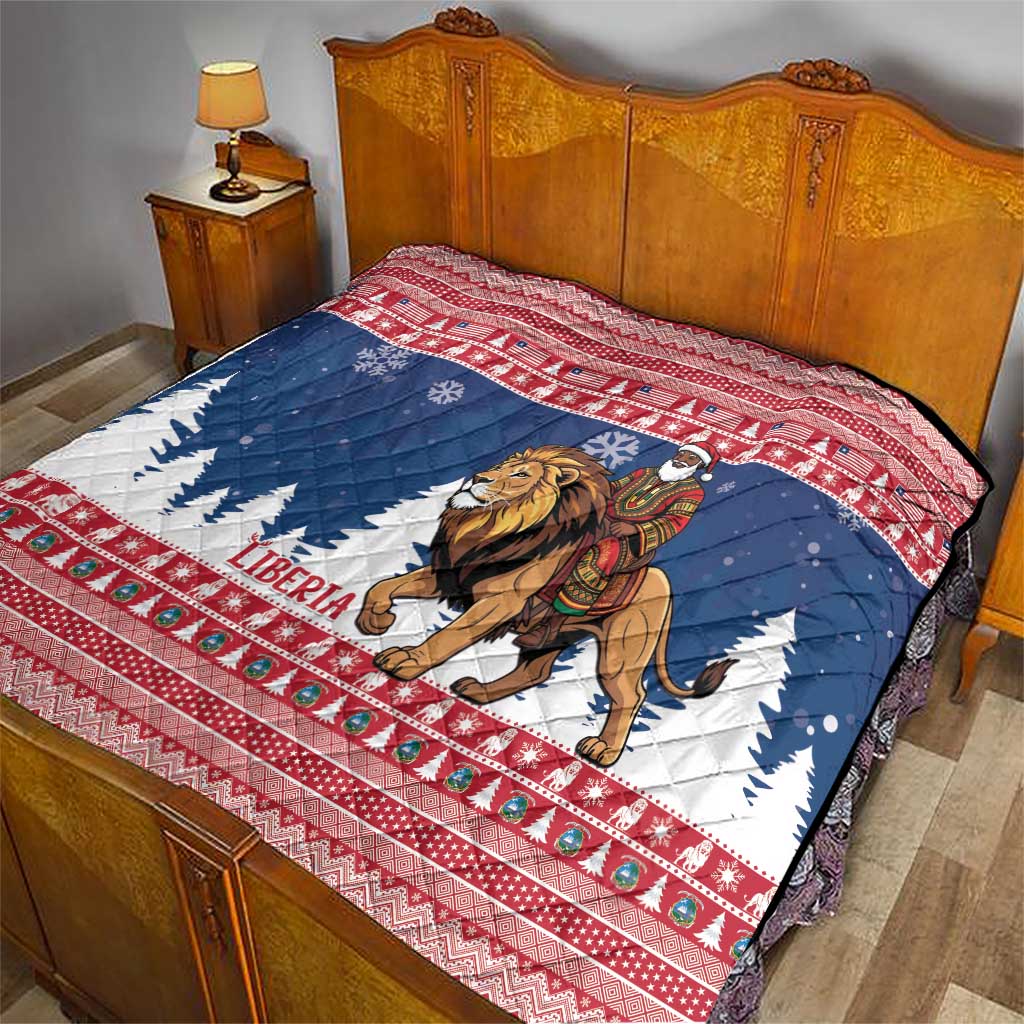 Liberia Christmas Quilt Black Santa Riding Lion - Merry Christmas - Wonder Print Shop