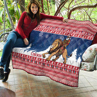 Liberia Christmas Quilt Black Santa Riding Lion - Merry Christmas - Wonder Print Shop