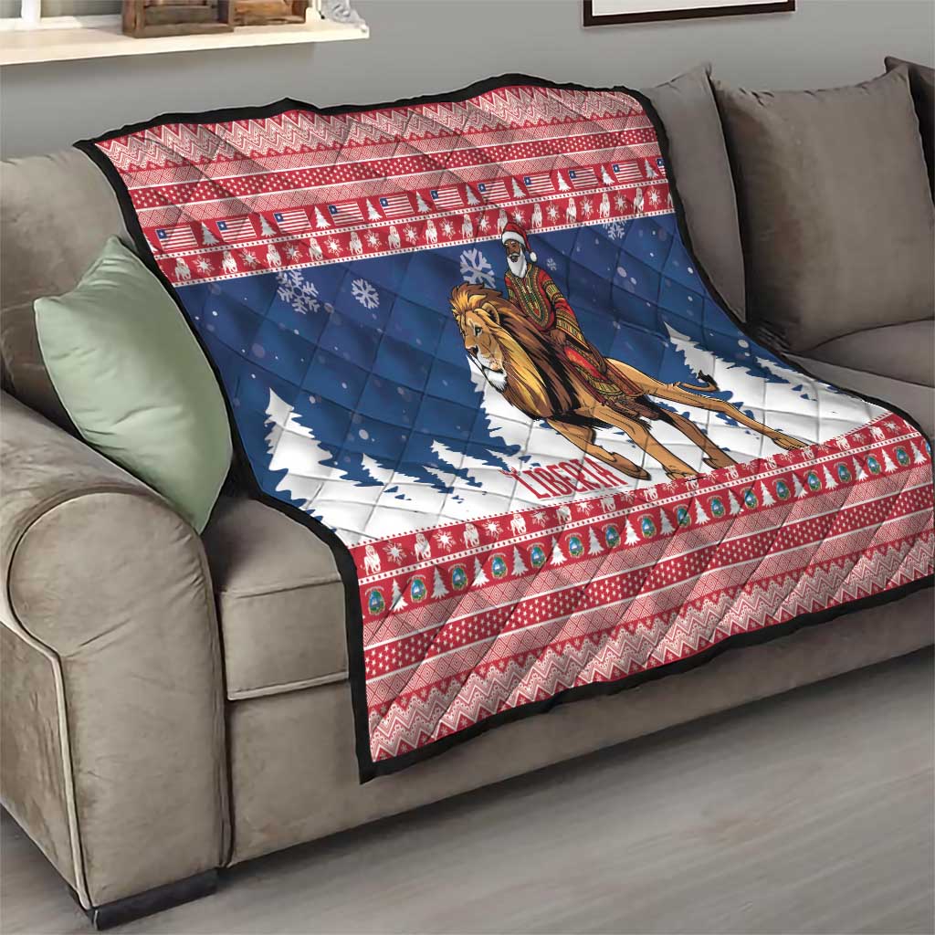 Liberia Christmas Quilt Black Santa Riding Lion - Merry Christmas - Wonder Print Shop