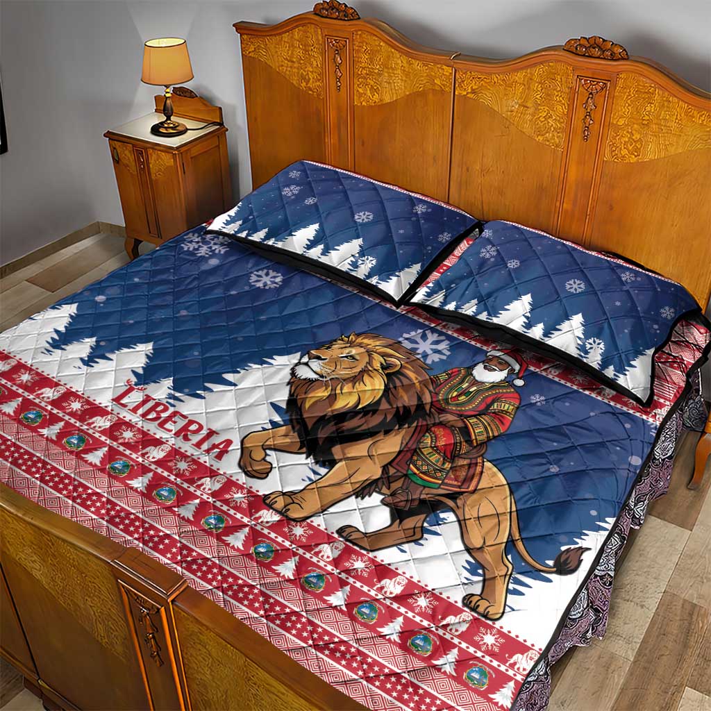 Liberia Christmas Quilt Bed Set Black Santa Riding Lion - Merry Christmas - Wonder Print Shop