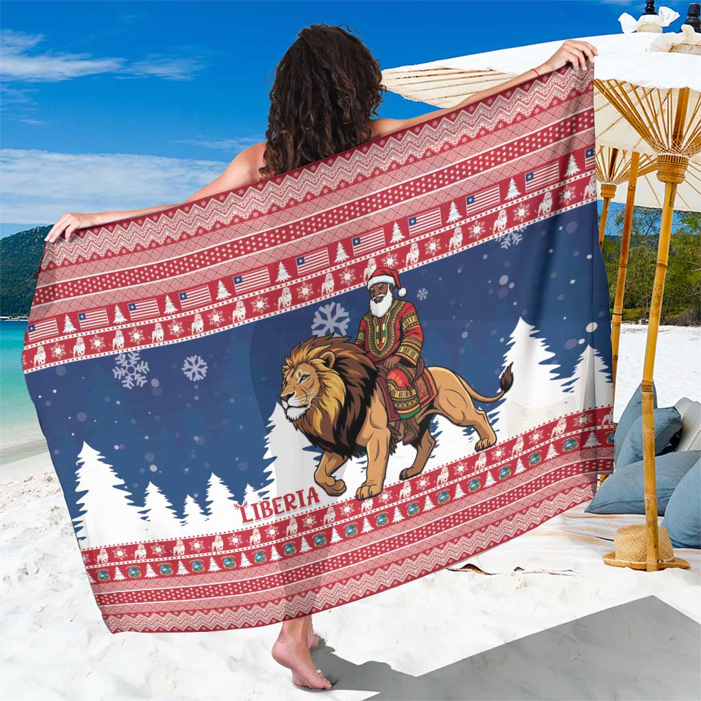 Liberia Christmas Sarong Black Santa Riding Lion - Merry Christmas - Wonder Print Shop