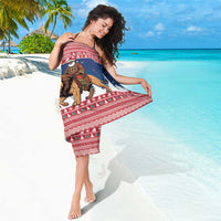 Liberia Christmas Sarong Black Santa Riding Lion - Merry Christmas - Wonder Print Shop