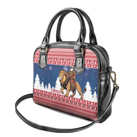 Liberia Christmas Shoulder Handbag Black Santa Riding Lion - Merry Christmas - Wonder Print Shop