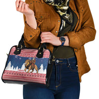 Liberia Christmas Shoulder Handbag Black Santa Riding Lion - Merry Christmas - Wonder Print Shop