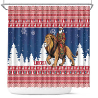 Liberia Christmas Shower Curtain Black Santa Riding Lion - Merry Christmas - Wonder Print Shop