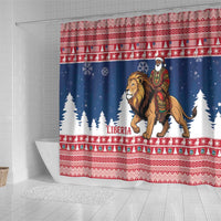 Liberia Christmas Shower Curtain Black Santa Riding Lion - Merry Christmas - Wonder Print Shop