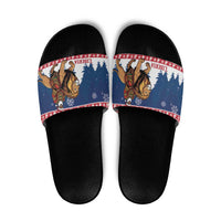 Liberia Christmas Slide Sandals Black Santa Riding Lion - Merry Christmas - Wonder Print Shop