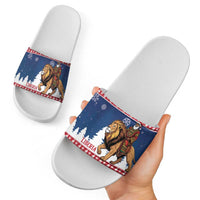 Liberia Christmas Slide Sandals Black Santa Riding Lion - Merry Christmas - Wonder Print Shop