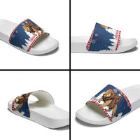 Liberia Christmas Slide Sandals Black Santa Riding Lion - Merry Christmas - Wonder Print Shop
