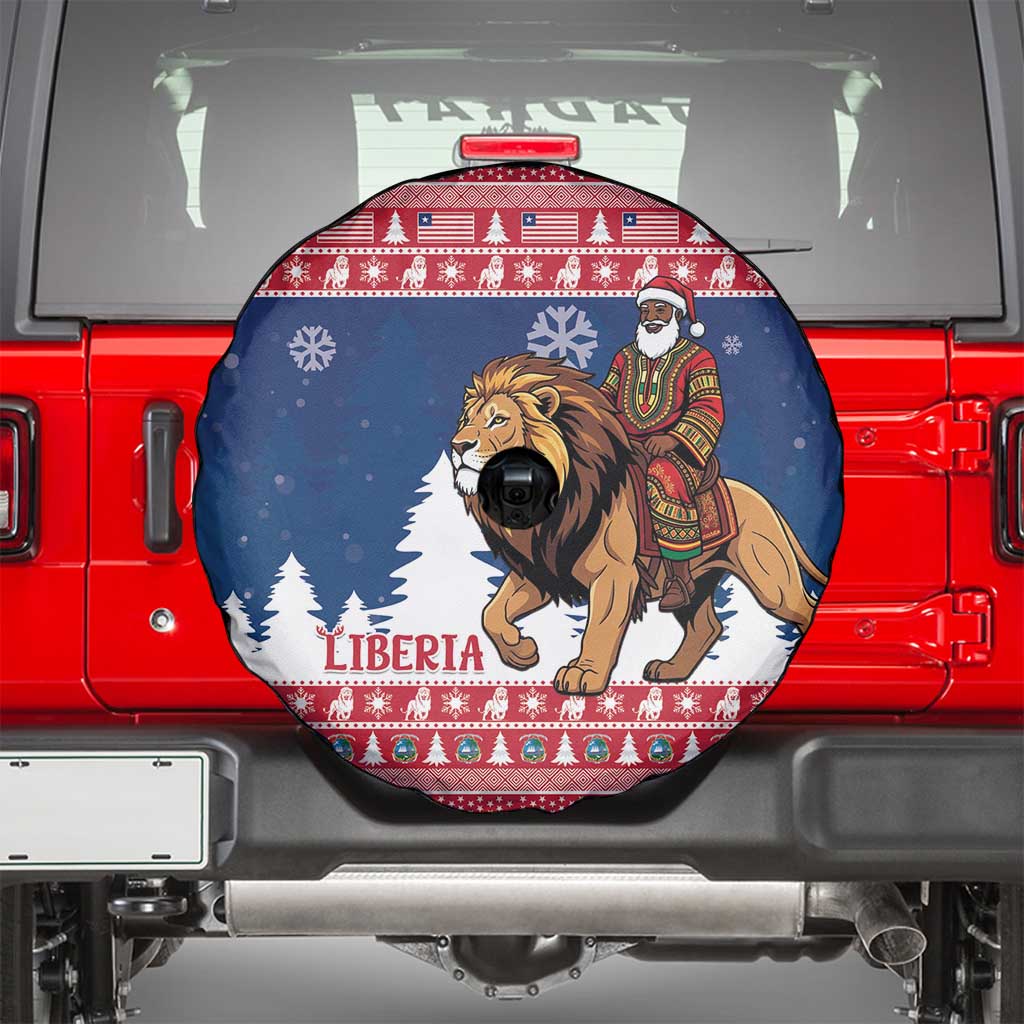 Liberia Christmas Spare Tire Cover Black Santa Riding Lion - Merry Christmas - Wonder Print Shop