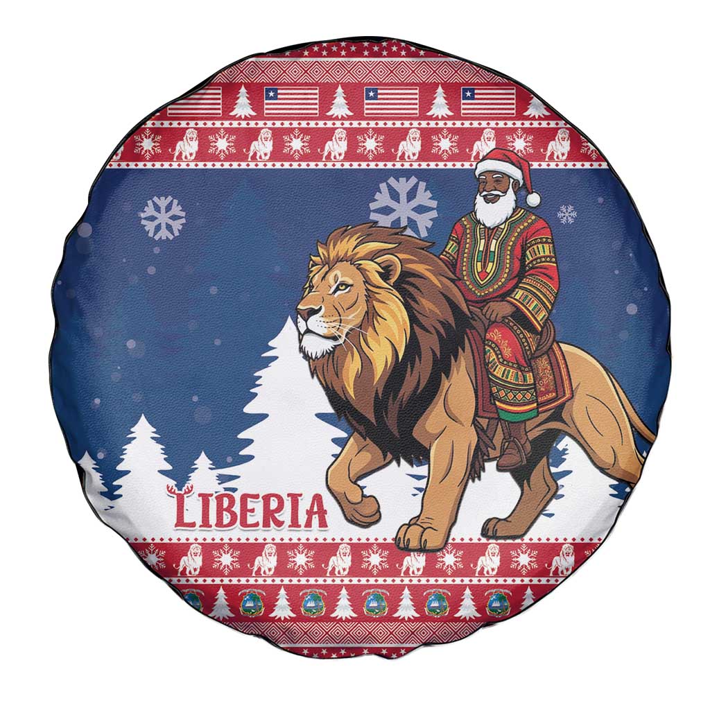 Liberia Christmas Spare Tire Cover Black Santa Riding Lion - Merry Christmas - Wonder Print Shop