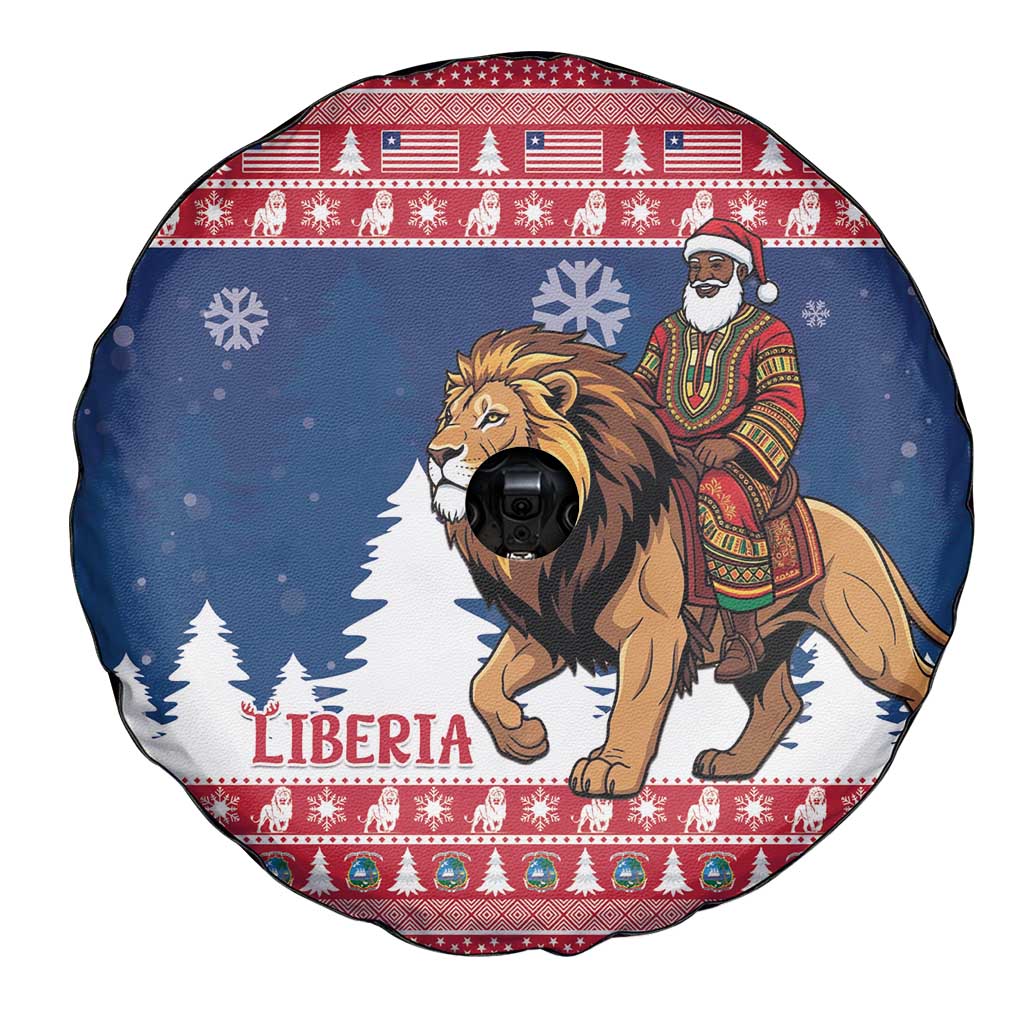 Liberia Christmas Spare Tire Cover Black Santa Riding Lion - Merry Christmas - Wonder Print Shop