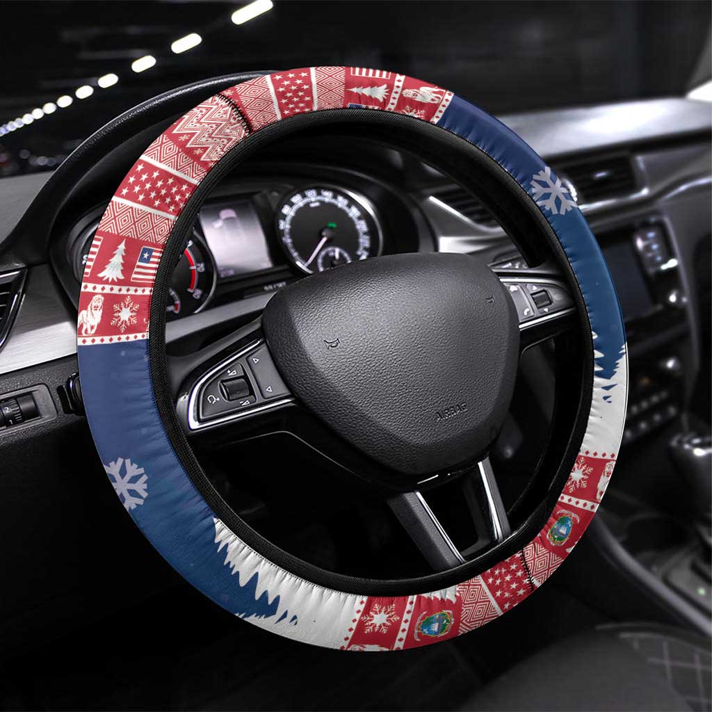 Liberia Christmas Steering Wheel Cover Black Santa Riding Lion - Merry Christmas - Wonder Print Shop