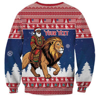 Personalized Liberia Christmas Sweatshirt Black Santa Riding Lion - Merry Christmas - Wonder Print Shop