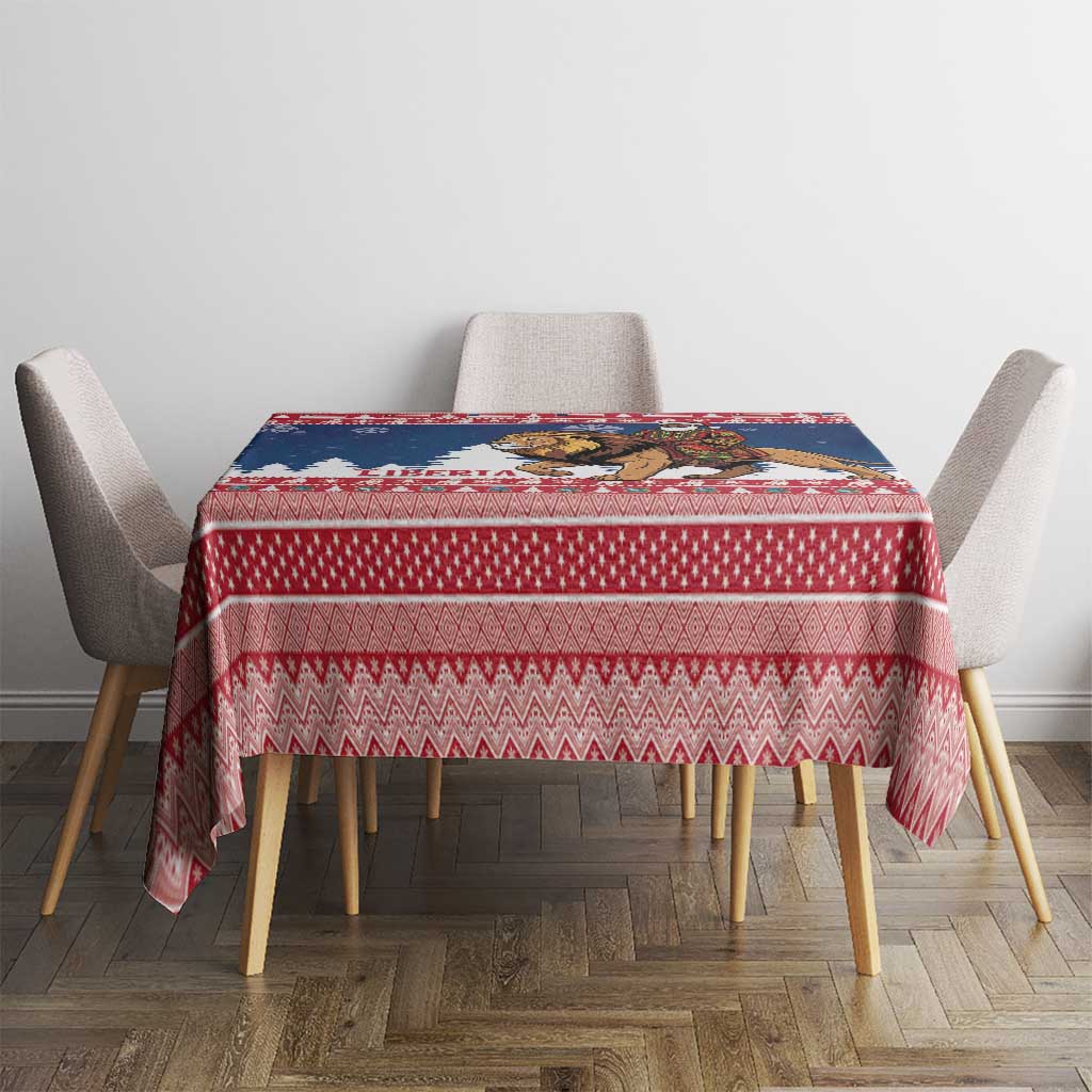 Liberia Christmas Tablecloth Black Santa Riding Lion - Merry Christmas - Wonder Print Shop