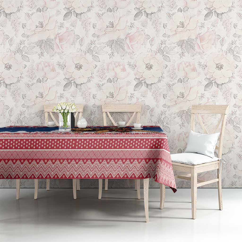 Liberia Christmas Tablecloth Black Santa Riding Lion - Merry Christmas - Wonder Print Shop