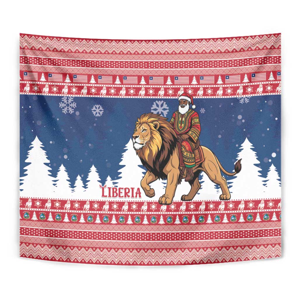 Liberia Christmas Tapestry Black Santa Riding Lion - Merry Christmas - Wonder Print Shop