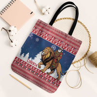 Liberia Christmas Tote Bag Black Santa Riding Lion - Merry Christmas - Wonder Print Shop