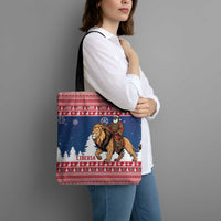 Liberia Christmas Tote Bag Black Santa Riding Lion - Merry Christmas - Wonder Print Shop