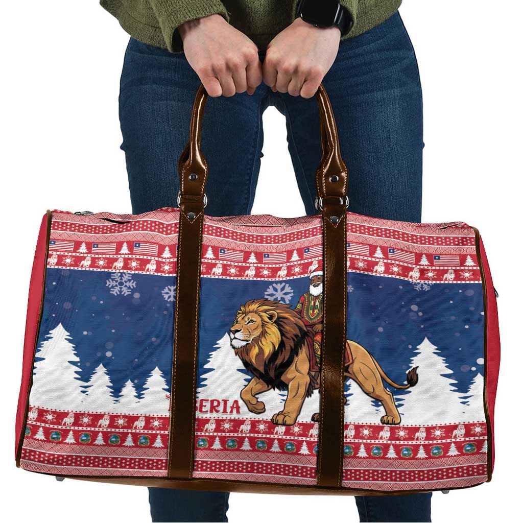 Liberia Christmas Travel Bag Black Santa Riding Lion - Merry Christmas - Wonder Print Shop
