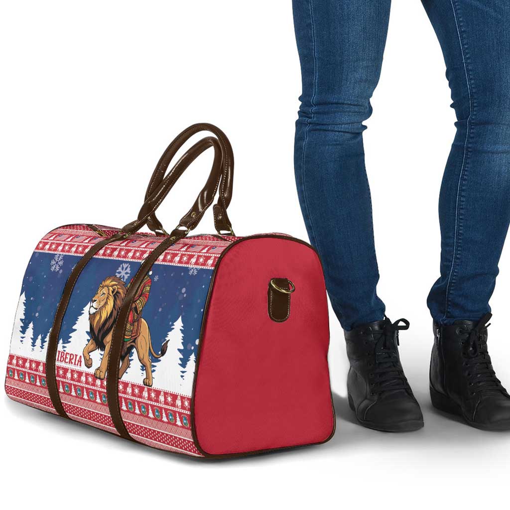 Liberia Christmas Travel Bag Black Santa Riding Lion - Merry Christmas - Wonder Print Shop