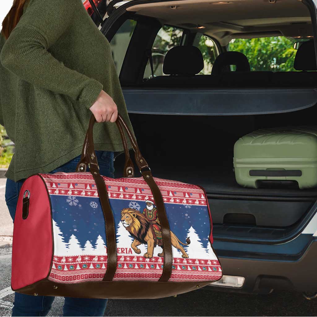 Liberia Christmas Travel Bag Black Santa Riding Lion - Merry Christmas - Wonder Print Shop