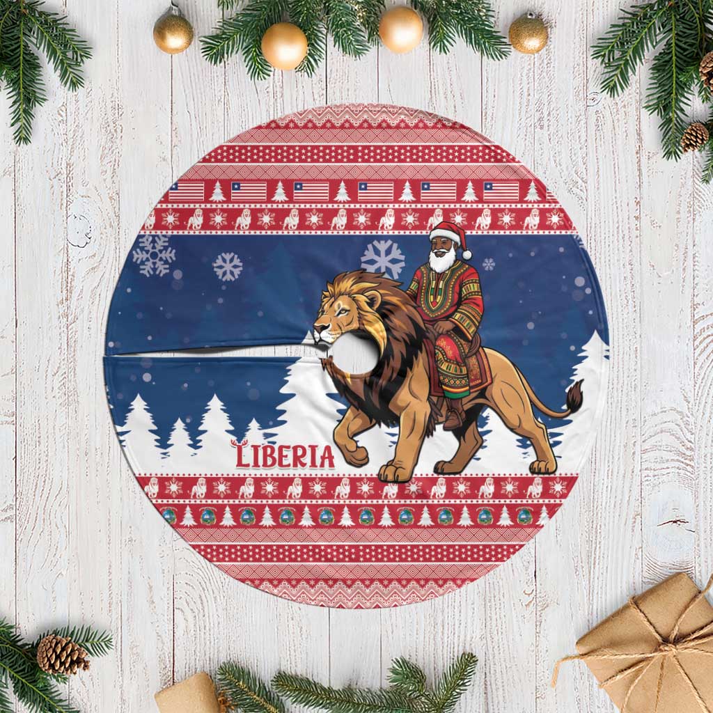 Liberia Christmas Tree Skirt Black Santa Riding Lion - Merry Christmas - Wonder Print Shop