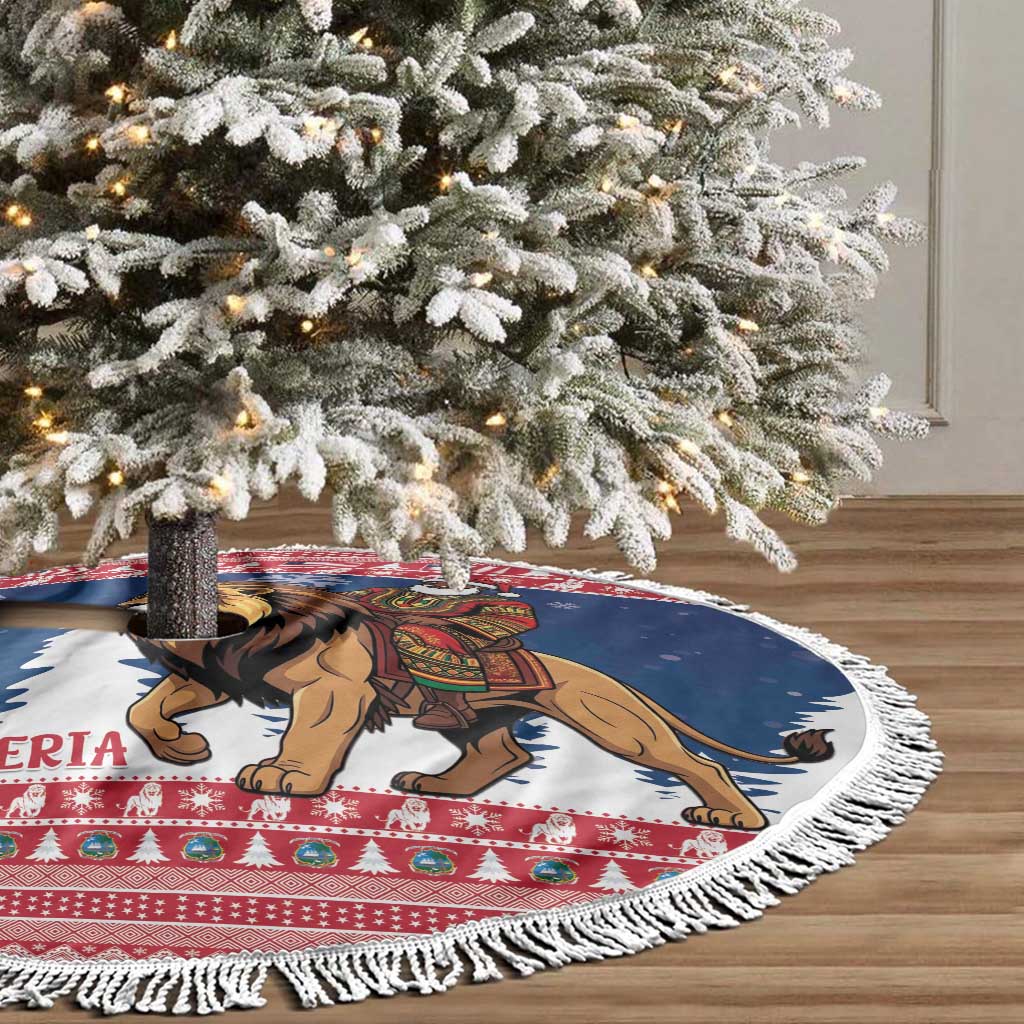 Liberia Christmas Tree Skirt Black Santa Riding Lion - Merry Christmas - Wonder Print Shop
