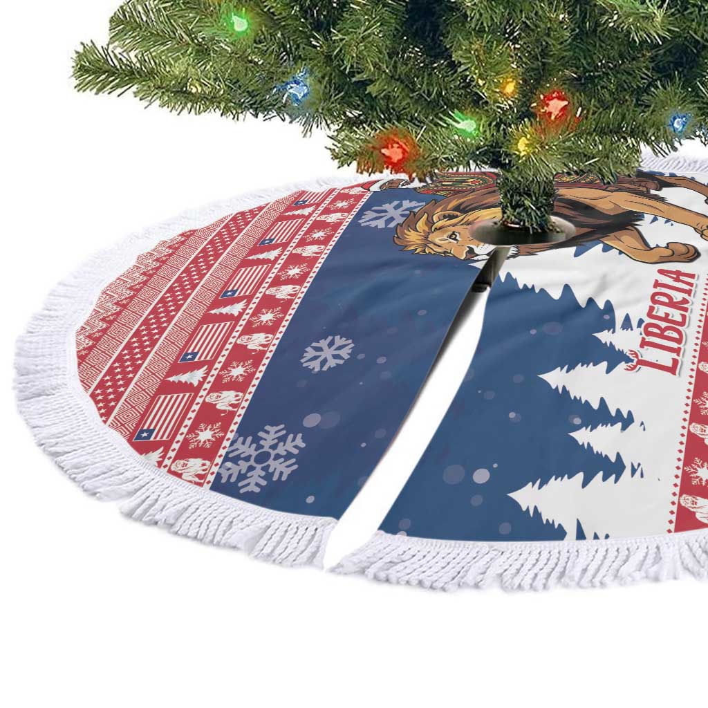 Liberia Christmas Tree Skirt Black Santa Riding Lion - Merry Christmas - Wonder Print Shop