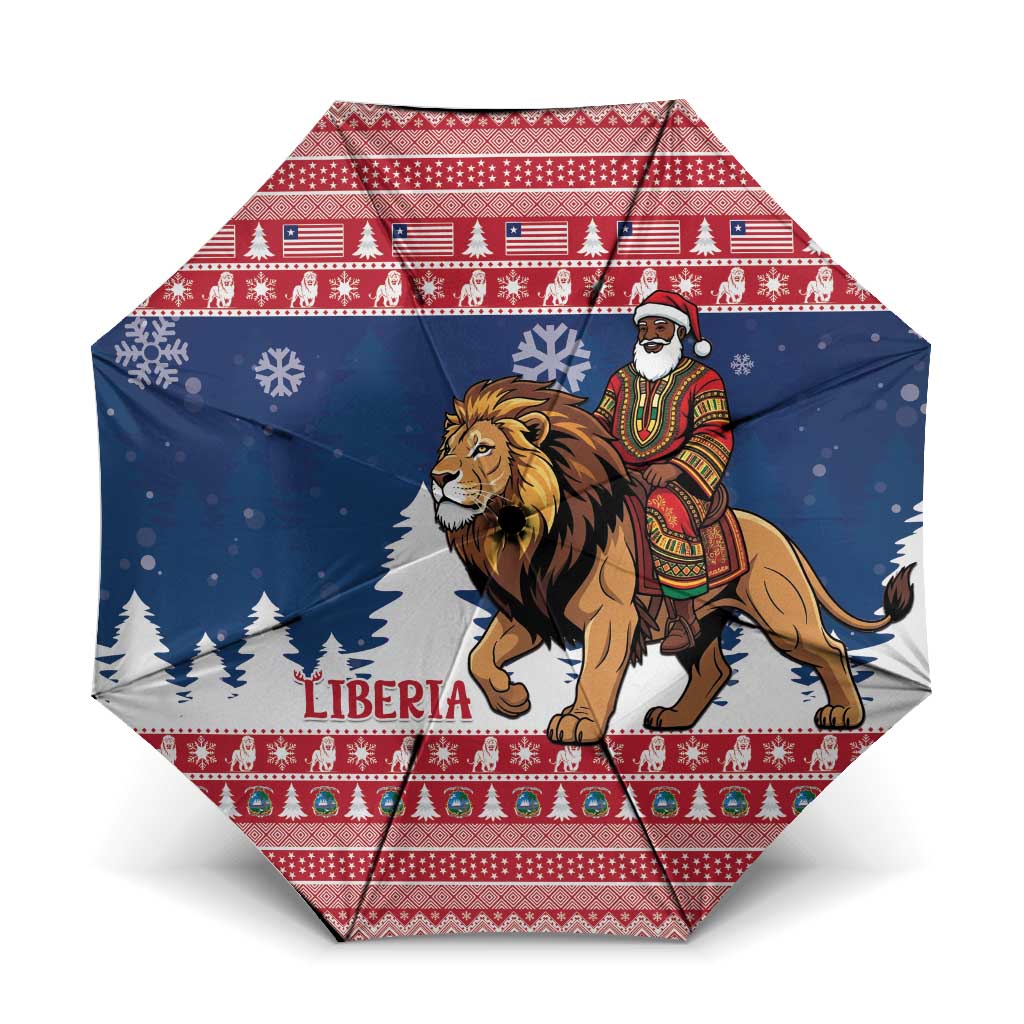 Liberia Christmas Umbrella Black Santa Riding Lion - Merry Christmas - Wonder Print Shop