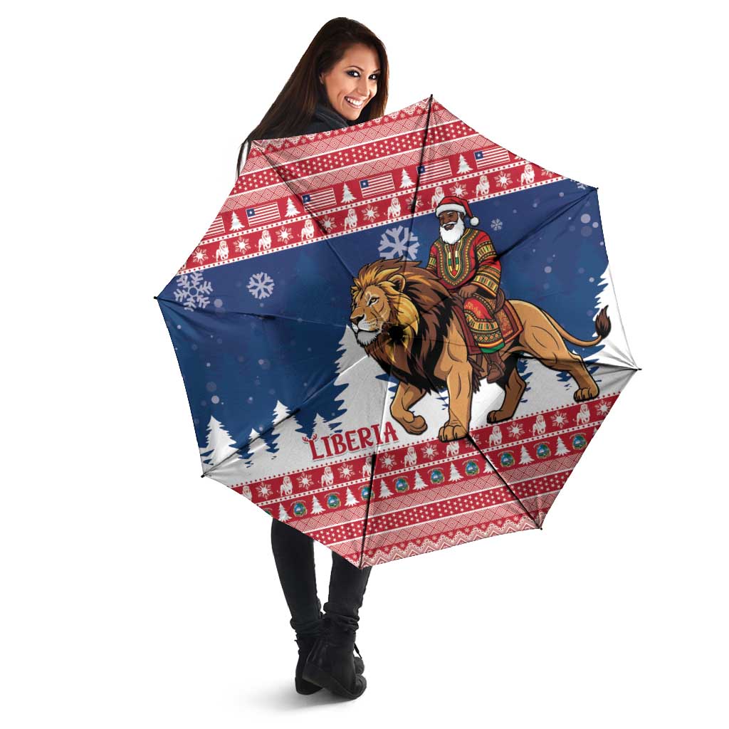 Liberia Christmas Umbrella Black Santa Riding Lion - Merry Christmas - Wonder Print Shop