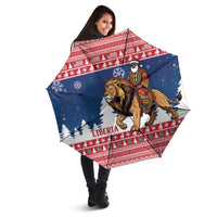 Liberia Christmas Umbrella Black Santa Riding Lion - Merry Christmas - Wonder Print Shop