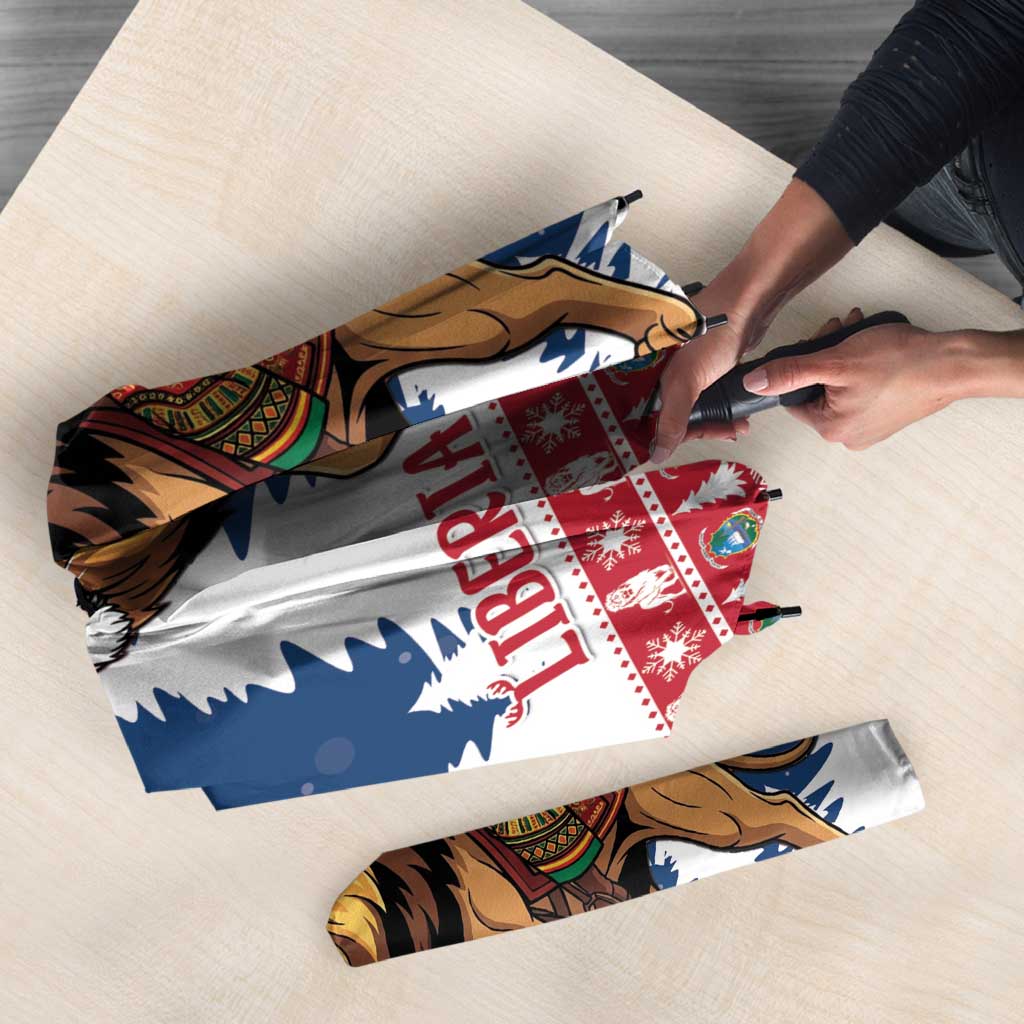 Liberia Christmas Umbrella Black Santa Riding Lion - Merry Christmas - Wonder Print Shop