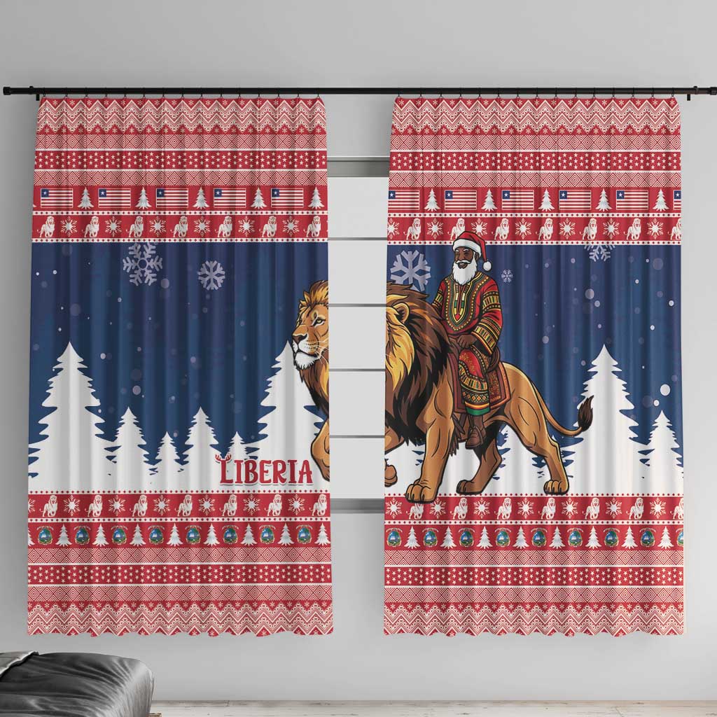 Liberia Christmas Window Curtain Black Santa Riding Lion - Merry Christmas - Wonder Print Shop